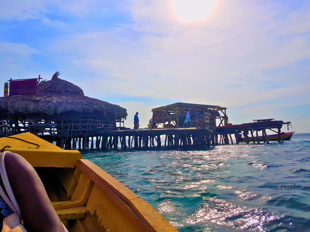 Stilted bar in the Caribbean Sea