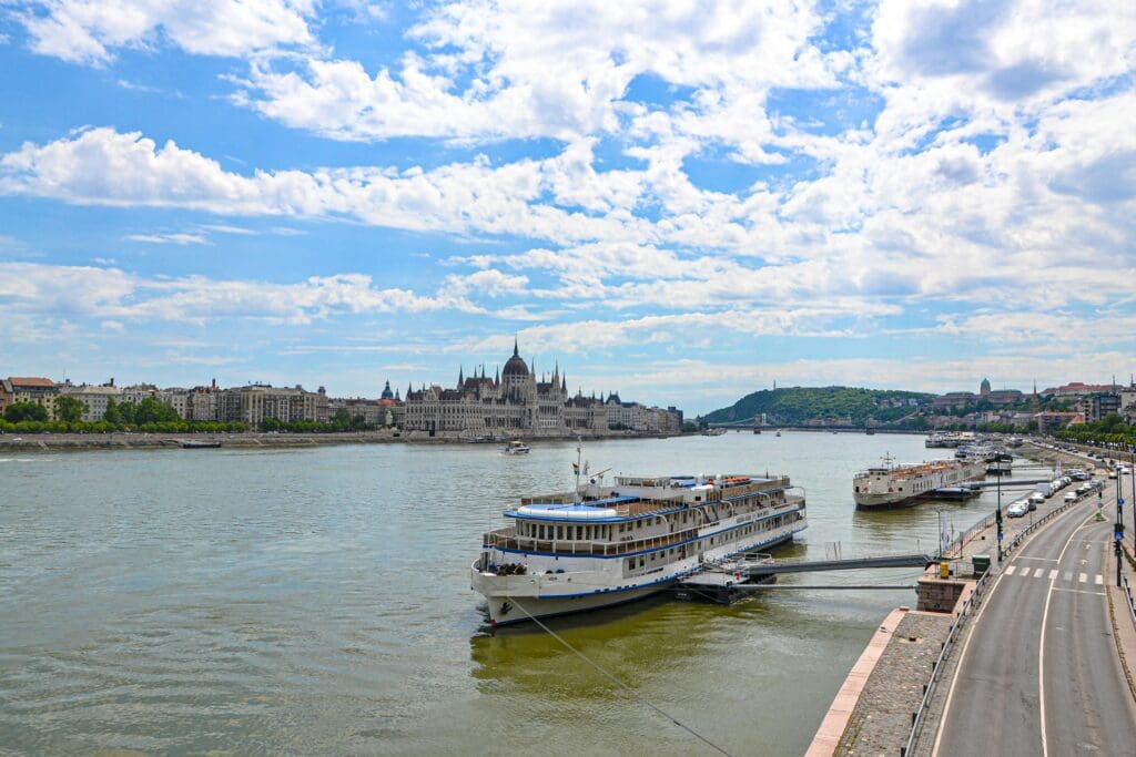 River cruises docked in Budapest