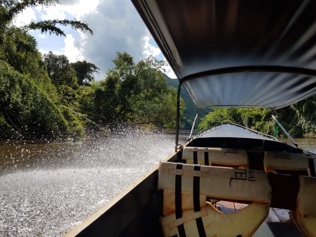 speedboat on the river
