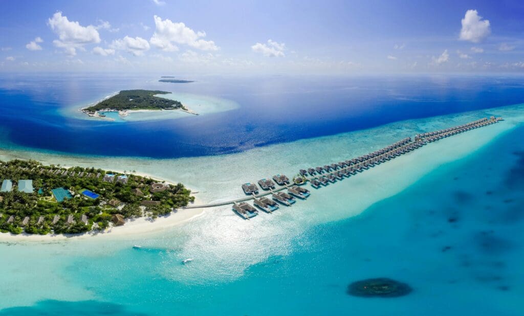 Overwater bungalows in the Maldives