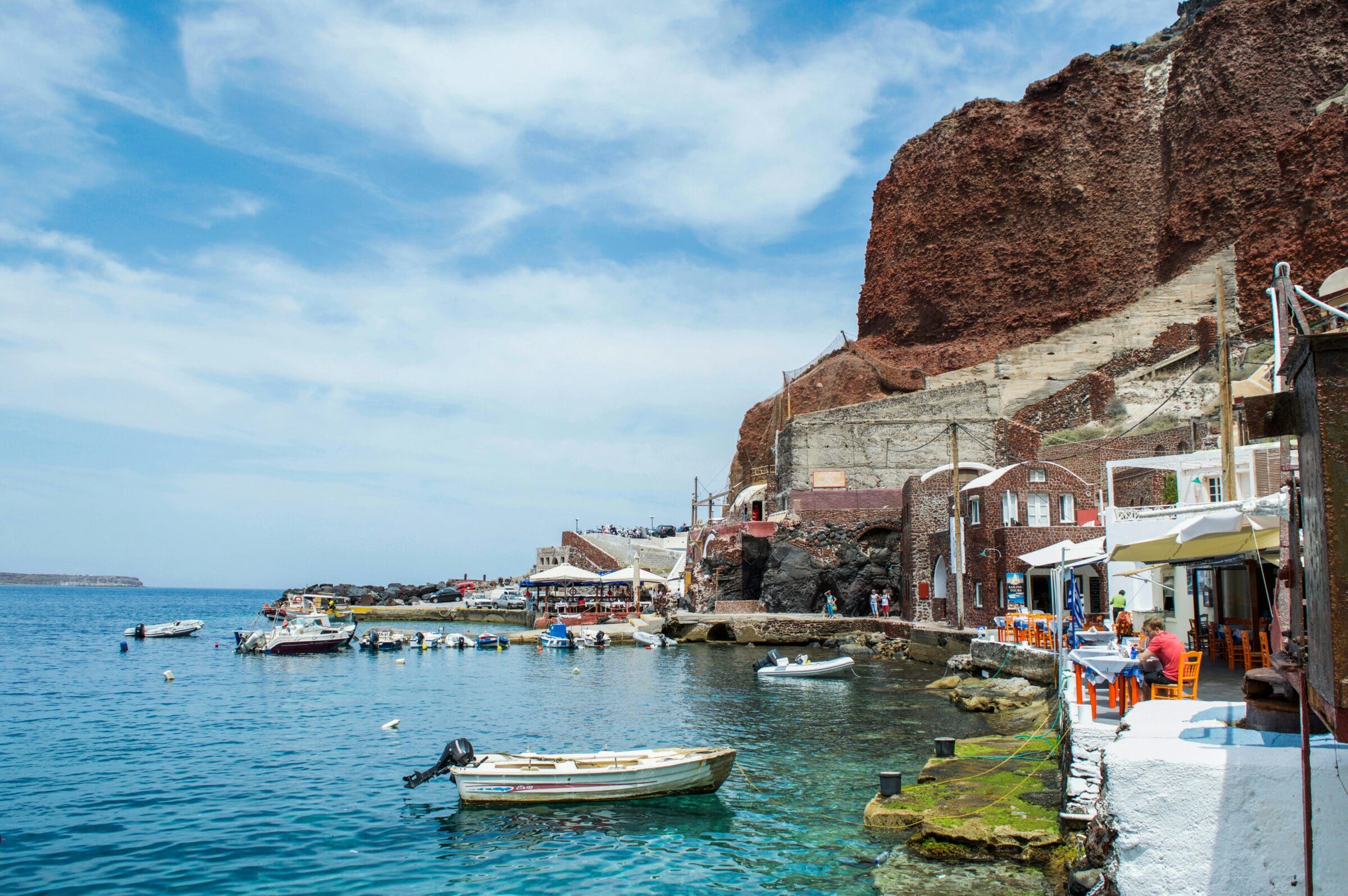 small boats at quaint Greek Island dock