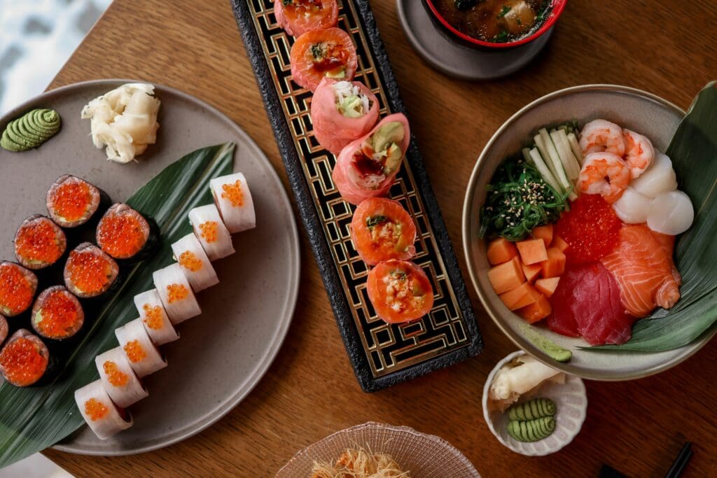 Vibrant Japanese Sushi and Sashimi Platter
