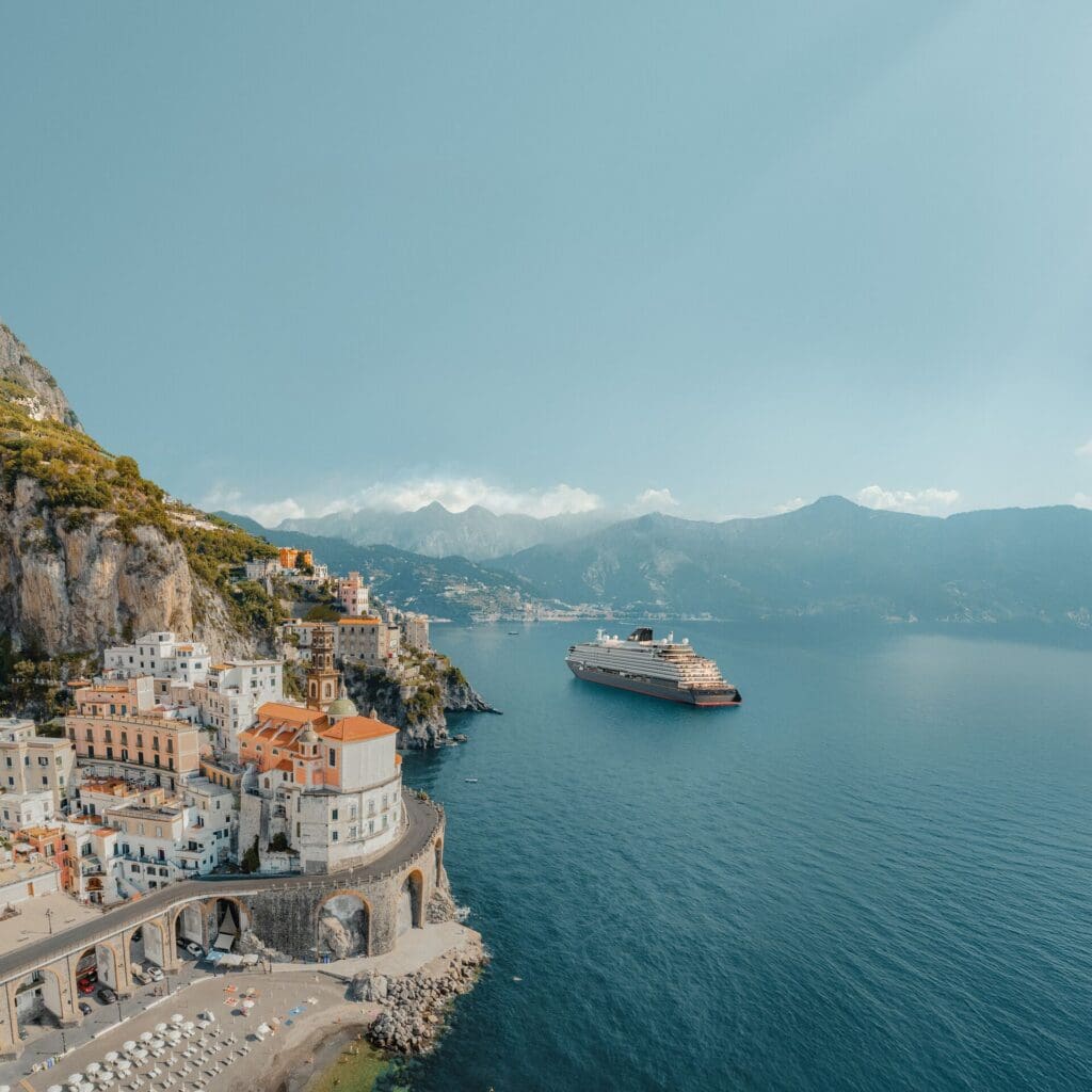 An Explora Journeys' Ship off the Amalfi Coast, Italy