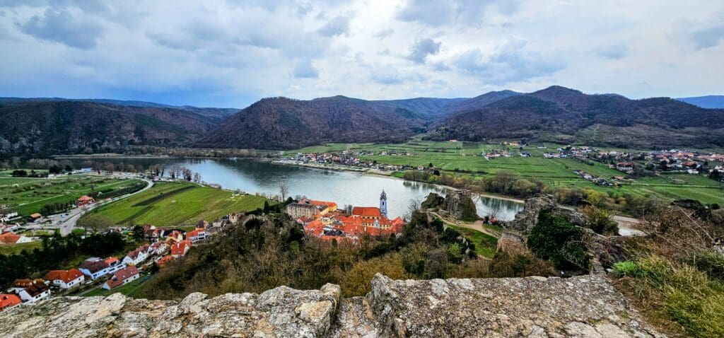 The view from atop Dürnstein Castle