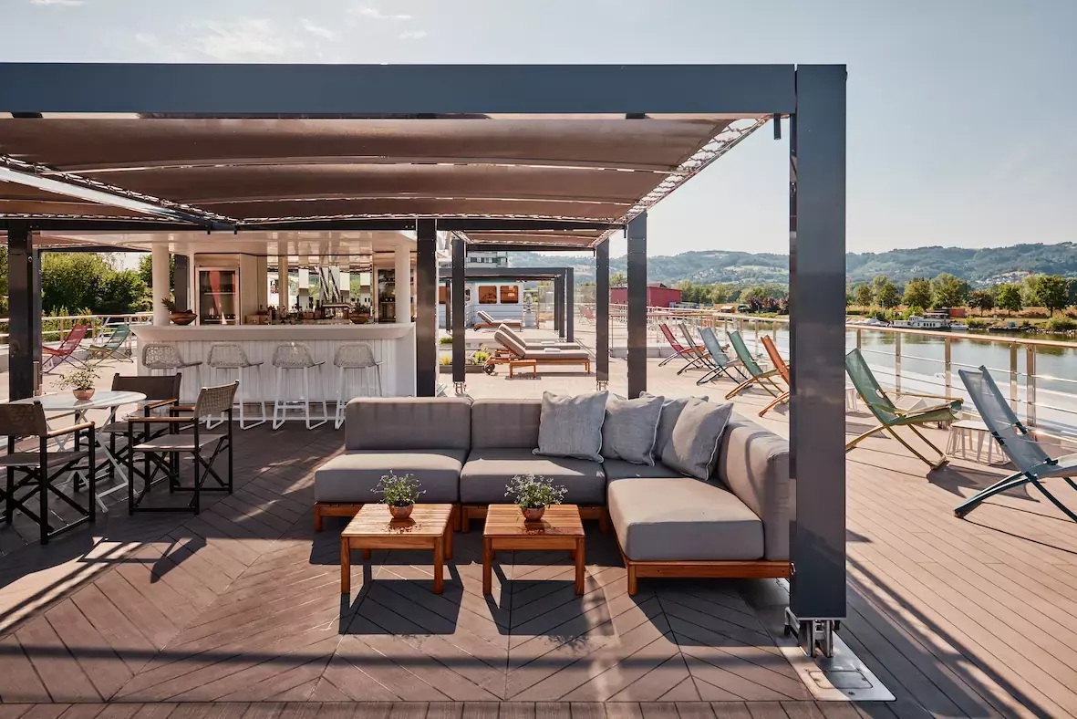 The sun deck on Riverside Luxury River Cruise's Ship the Mozart