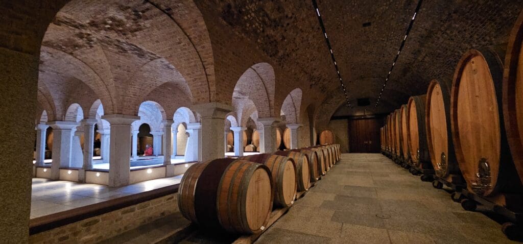 Large wine casks in the SCHLOSS Gobelsburg Winery Austria