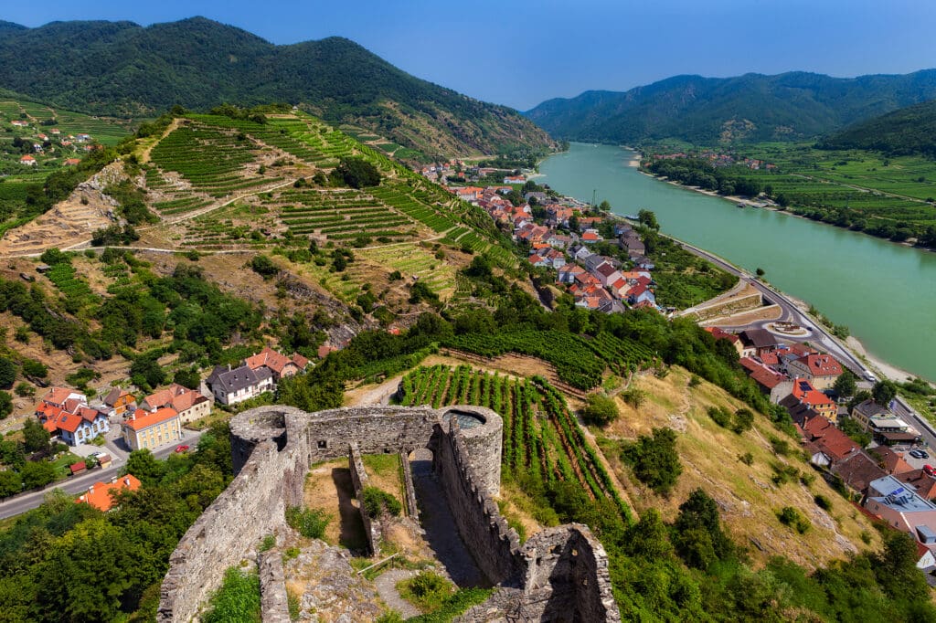 Views of the Danube flowing through Wachau Valley, Austria